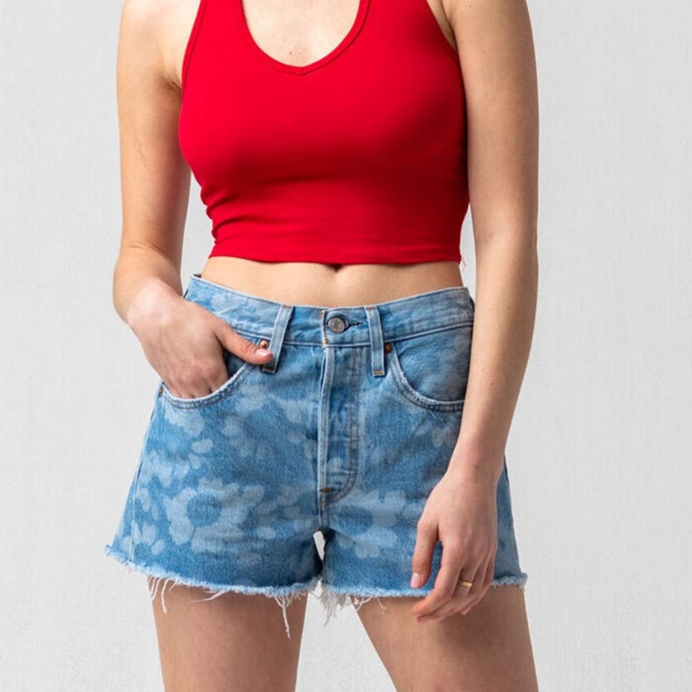 LEVI’S 501 high rise floral tie dyed shorts